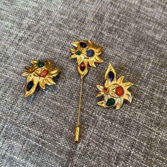 FRANCESCA ROMANA, “Costume Jewellery”, earrings/clips, 1 pair, and hat pin - Picture 1 of 8